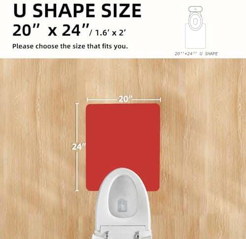 TYUU Thin Toilet Rug, Christmas Bathroom Rugs Non Slip, 20x24 U Shape Red