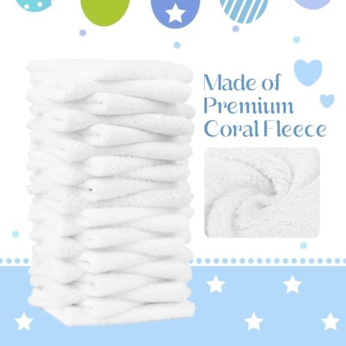 UNIMADE Baby Washcloths, 20 Pack Microfiber Coral Fleece Wash Cloths, Extra Absorbent Baby Towels for Newborns, Infants and Toddlers, Gentle on Sensitive Skin for Face and Body - 7" × 9", White