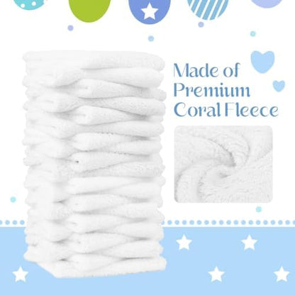 UNIMADE Baby Washcloths, 20 Pack Microfiber Coral Fleece Wash Cloths, Extra Absorbent Baby Towels for Newborns, Infants and Toddlers, Gentle on Sensitive Skin for Face and Body - 7" × 9", White