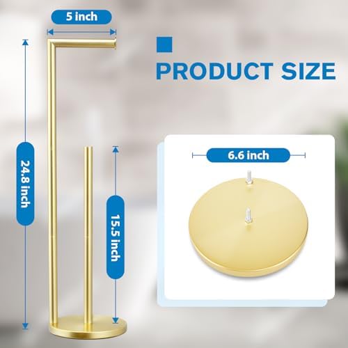 Toilet Paper Holder Stand, Gold Toilet Paper Holder Free Standing