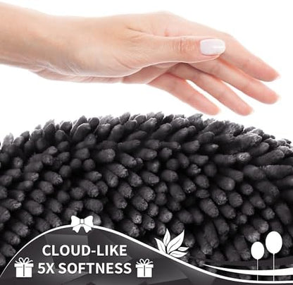 Yimobra Toilet Rugs U Shaped Washable, Soft Comfortable Toilet Mat for Bathroom Floor, Non-Slip Contour Bathroom Rugs for Toilet, Fluffy, Thick, Dry Quickly Absorbent Water, 24 x 20, Dark Grey