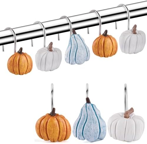 Autumn Decorative Shower Curtain Hooks 12PCS Pumpkin Shower Curtain Rings