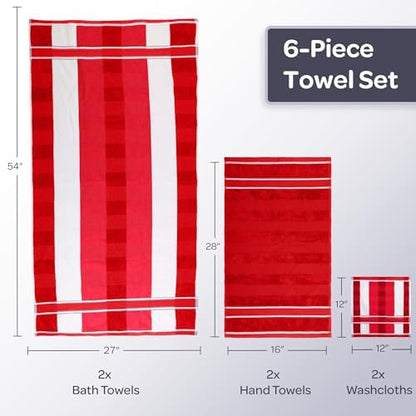 Lavish Home Bathroom Towels Set, Bathroom Accessories, Red, Set of 6