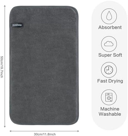 KinHwa Gray Hand Towels for Bathroom, Microfiber Face Towels, 11x20 Inch