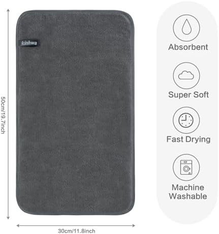 KinHwa Gray Hand Towels for Bathroom, Microfiber Face Towels, 11x20 Inch