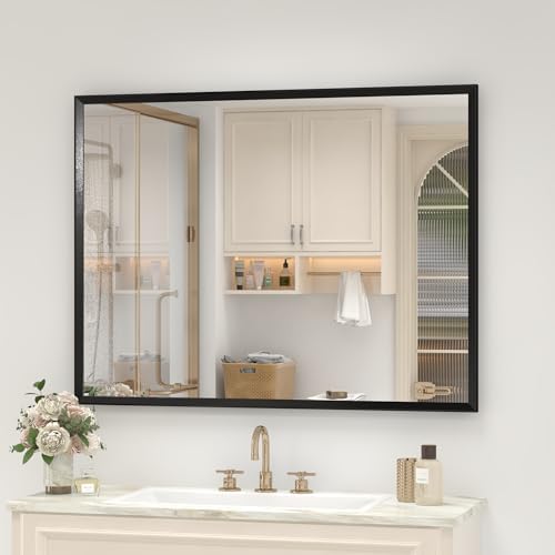Black Framed Bathroom Mirror for Over Sink 40x30