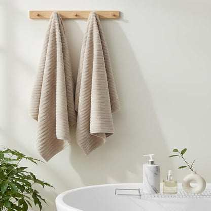4 Piece Bath Towels, 30"x60" Microfiber Towels Set, Beige
