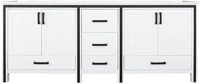 Ziva 80 in W x 22 in D White Double Bath Vanity and Cultured Marble Top