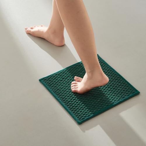 TYUU Small Bathroom Rugs Non Slip Washable Bath Rugs Super Absorbent Bathroom Rug Thin Quick Dry Low Pile Bath Mats, Dark Green 12"x12"