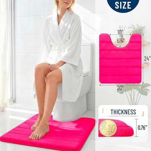 OLANLY Memory Foam Toilet Rugs U Shaped 24x20, Super Soft and Absorbent