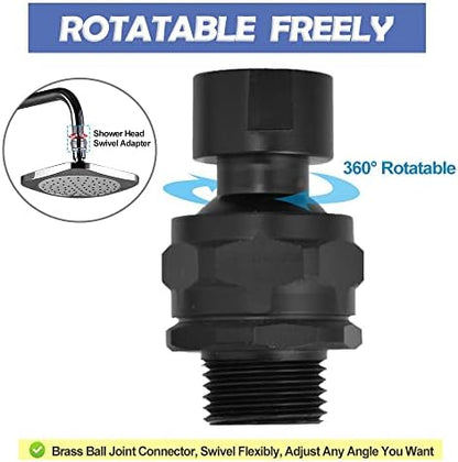 Shower Head Swivel Ball Adapter Brass Adjustable Shower Arm Connector Universal Showering Component (Matte Black)