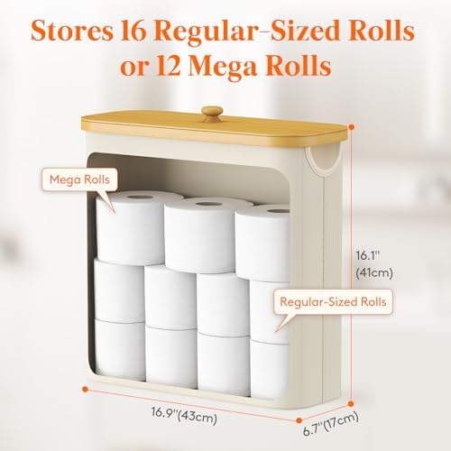 Lifewit Toilet Paper Storage Holder, Extra Large Stand Basket, 30L, White
