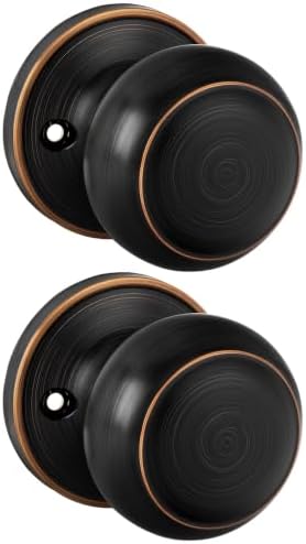Haidms 1 Pack Oil Rubbed Bronze Door Knob Dummy, Half Bronze No-Turning Dummy Closet Doors Single-Sided Door Locks (2 Pieces/1 Pair)