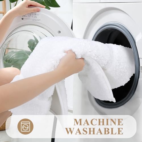 Pauwer Bathroom Rug Sets 3 Piece, Non Slip Washable Bath Mat, White