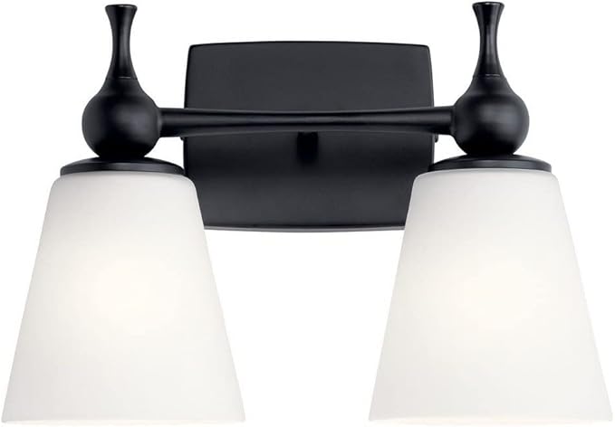 Kichler Cosabella 15 Inch 2 Light Vanity Light with Satin Etched Case Opal in Polished Nickel