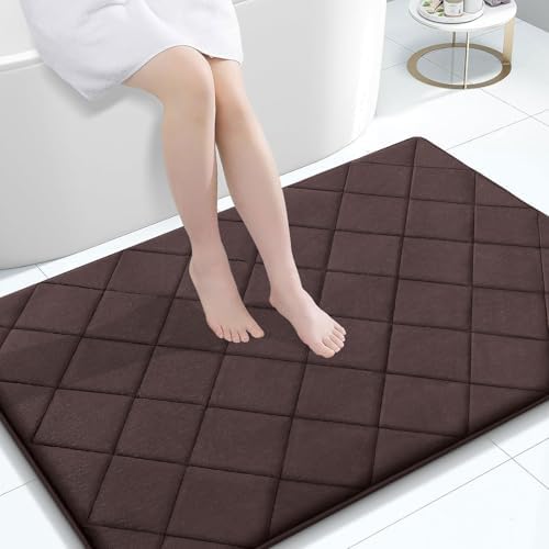 OLANLY Memory Foam Bath Mat 40x32, Ultra Soft and Absorbent Bathroom Rugs
