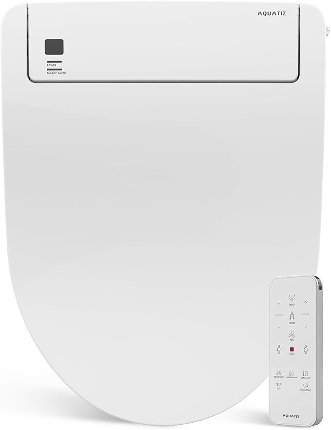 Bidet Seat with Warm Water and Dryer - Electrically Heated Elongated Toilet Seat with Adjustable Temperature, Gentle Closing, and Night Light