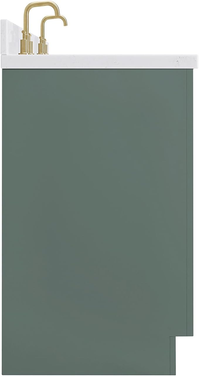 ARIEL Milan 72-inch Bathroom Vanity with Sink,Solid Wood, 1.5-inch Carrara White Quartz Countertop, Double Rectangular Porcelain Sink, Soft Closing Doors, Dovetail Drawers, Vintage Green