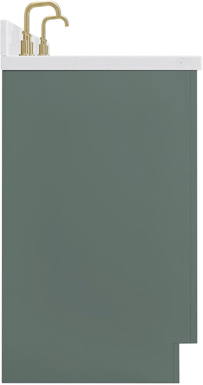 ARIEL Milan 72-inch Bathroom Vanity with Sink,Solid Wood, 1.5-inch Carrara White Quartz Countertop, Double Rectangular Porcelain Sink, Soft Closing Doors, Dovetail Drawers, Vintage Green