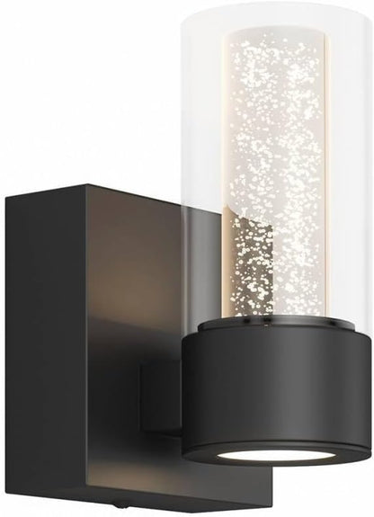 Alice Modern 1-Light Wall Sconce Light Fixture, Integrated Led and Premium Bubble Glass, for Kitchen Island, Hallway, Entryway, Passway, Dining Room, Bedroom, Balcony Living Room (Black)