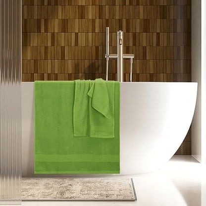 Belizzi Home 8 Piece Towel Set 100% Ring Spun Cotton, 2 Bath Towels 27x54, 2 Hand Towels 16x28 and 4 Washcloths 13x13 - Ultra Soft Highly Absorbent Machine Washable Hotel Spa Quality - Green