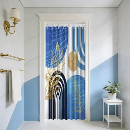 Light Blue Stall Shower Curtain, 48X72 in Narrow Small, Mid Century