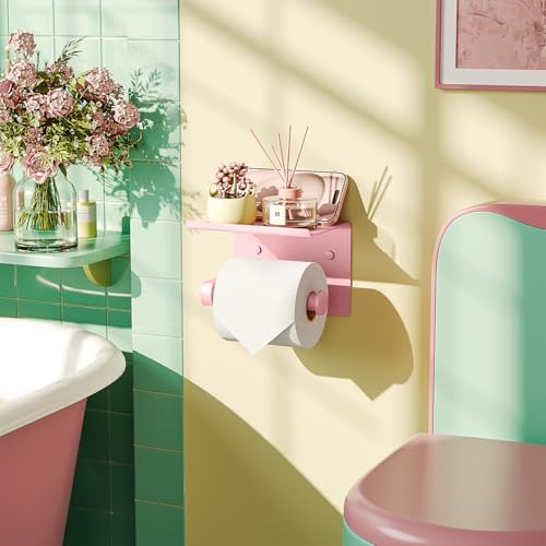 Toilet Paper Holder with Shelf Wall Mounted Toilet Paper Roll Dispenser