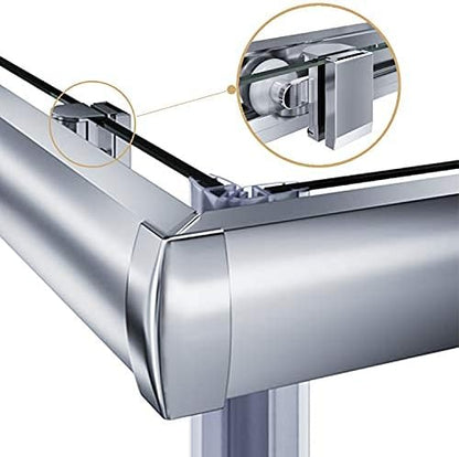 ELEGANT Corner Shower Enclosure 34'' D. x 34'' W. x 72'' H., Double Sliding Shower Door with 2 Stationary Panels,Shower Enclosure with 1/4'' Clear Glass, Chrome Finish