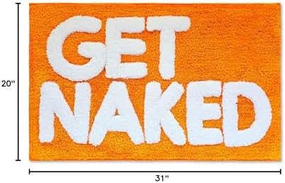 Get Naked Bath Mat Orange - Cute Bathroom Rugs Decor, Shower Mat, 31" x 20"