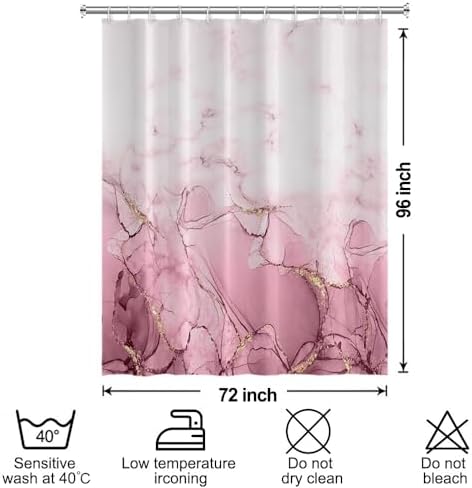 Pink Extra Long Waterproof Shower Curtain 72x96 inches