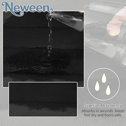 Neween Bathroom Rugs Set 3 Piece, Absorbent Memory Foam Bath Mat, Black