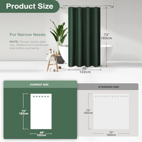 Dynamene Stall Waffle Shower Curtain 256 GSM Heavy Fabric 48x72 Dark Green