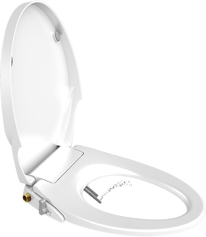 Toilet Seat Bidet Seat with Self Cleaning Dual Nozzles Non electric Separated Rear & Feminine Cleaning Natural Water Spray, soft close toilet seat,Easy DIY Installation
