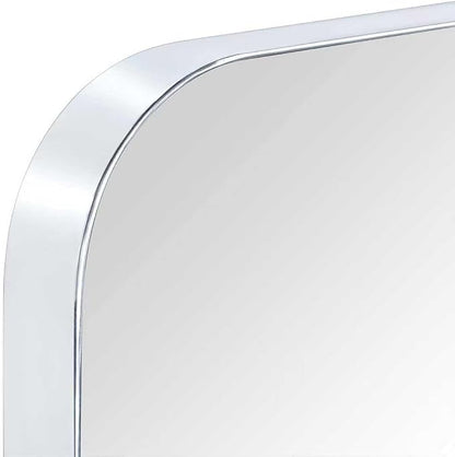 GRACTO 24x30'' Chrome Metal Framed Bathroom Mirror for Wall in Stainless Steel Rounded Rectangular Bathroom Vanity Mirrors Wall Mounted
