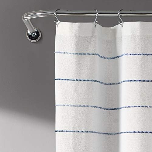 Lush Decor Ombre Stripe Yarn Dyed Cotton Shower Curtain, 72" W x 72" L, Navy & Multi - Fabric Shower Curtains - Striped Bathroom Curtain - Farmhouse & Coastal Decor (Pack of 6)