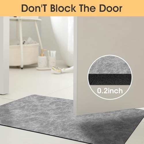 ACCUMTEK Non Slip Bath Mat, Thin Bathroom Rugs Fit Under Door, Quick Dry Bath Mats, Machine Washable Bath Rugs for Bathroom, Bathtub & Kitchen, Bathtub, Light Gray/Crackle/32 x20