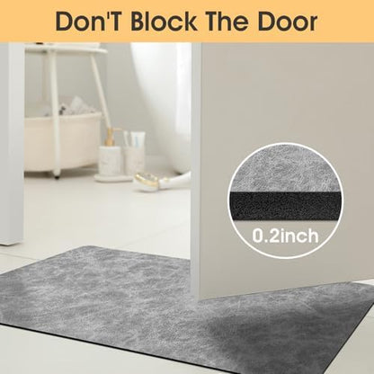 ACCUMTEK Non Slip Bath Mat, Thin Bathroom Rugs Fit Under Door, Quick Dry Bath Mats, Machine Washable Bath Rugs for Bathroom, Bathtub & Kitchen, Bathtub, Light Gray/Crackle/24 x17