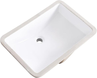 24 Inch Undermount Bathroom Sink White Ceramic Rectangular Under Counter Bathroom Sink for Cabinet Porcelain Vanity Sinks,Overflow Type (23.8"x16.3")