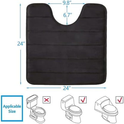 Buganda Memory Foam U-Shaped Toilet Rugs 24 x 24, Absorbent Bathroom mat