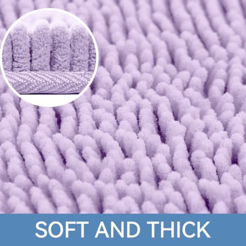 Bcoimo Bath Rug Mat,Chenille Extra Soft Lavender Bathroom Floor Shower Mats
