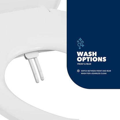 Niagara Hydrotech Non-Electric Bidet Seat – Fits Elongated Toilet Bowls, Front & Rear Wash Options, Adjustable Water Pressure for Added Comfort, No Electricity Required