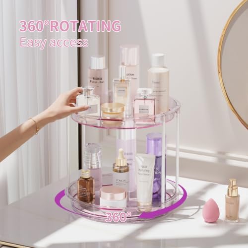 Rotating Makeup Organizer, Perfume Skincare Holder, 2 Tier 9 Inch, Mauve