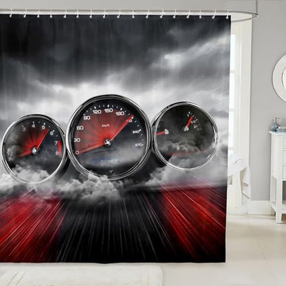 Feelyou Car Waterproof Shower Curtain - Race Car Fabric Bathroom Curtain for Kids Boys Girls - Cool Extreme Sports Theme with Hooks - Luxury Automobile Style Decor, 72x78 Inches