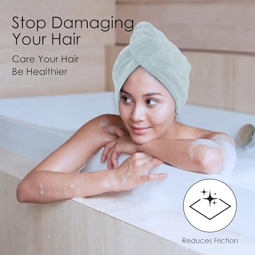 TENSTARS Hair Towel Wrap for All Hair Types, 5 Pack Microfiber Turban