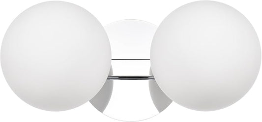 Bathroom Vanity Light Fixtures, Modern 2 Lights Globe Wall Sconce Lighting Chrome, Porch Wall Mount Light Fixture for Bathroom, Mirror Cabinets Hallway Stairs