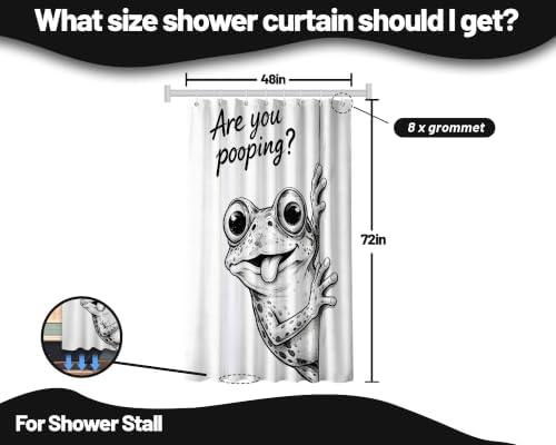 Small Stall Narrow Shower Curtain 48 x 72 Inch Funny Frog Stand Up Cute Animal Shower Curtains for Rv Camper Bathroom Decor Sets, Waterproof Cloth Fabric with Hooks