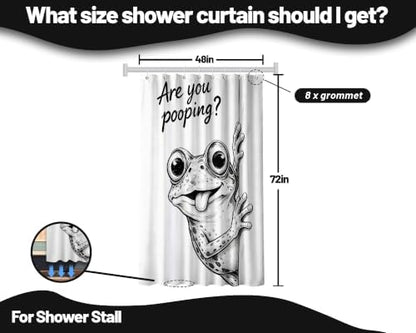 Small Stall Narrow Shower Curtain 48 x 72 Inch Funny Frog Stand Up Cute Animal Shower Curtains for Rv Camper Bathroom Decor Sets, Waterproof Cloth Fabric with Hooks