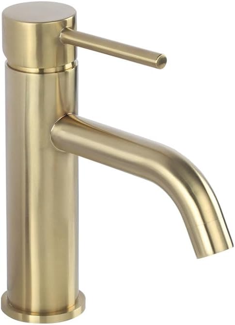 Rose Gold Brass Deck Mounted Single Handle Bathroom Faucet Hot Cold Mixer Sink Tap Modern Vanity Tapware Stylish Basin Faucet One Size，Brushed Gold One Size