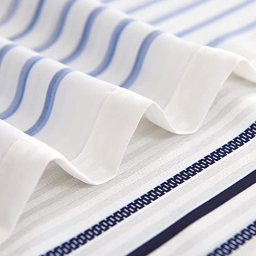 jinchan Navy Blue and White Shower Curtain for Bathroom Modern Farmhouse Striped Waterproof Fabric Shower Curtain Set with 12 Hooks Machine Washable 70x72 Inches