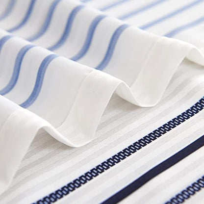 jinchan Extra Long Shower Curtain 84 Inch Length Navy Blue and White Modern Farmhouse Striped Waterproof Fabric Shower Curtains for Bathroom with 12 Hooks Machine Washable 70x84 Inches